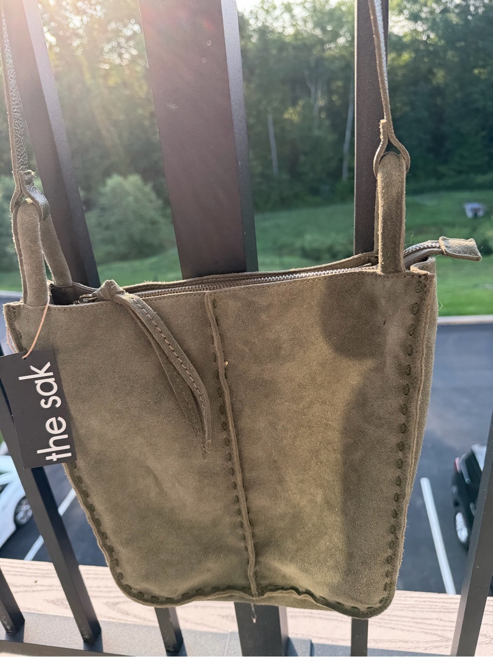 The Sak Los Feliz Moss Suede Crossbody Bag NWT